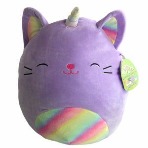 New NWT BIG Squishmallow 16" Cienna Rainbow Unicorn Cat Kitten Purple JUMBO
